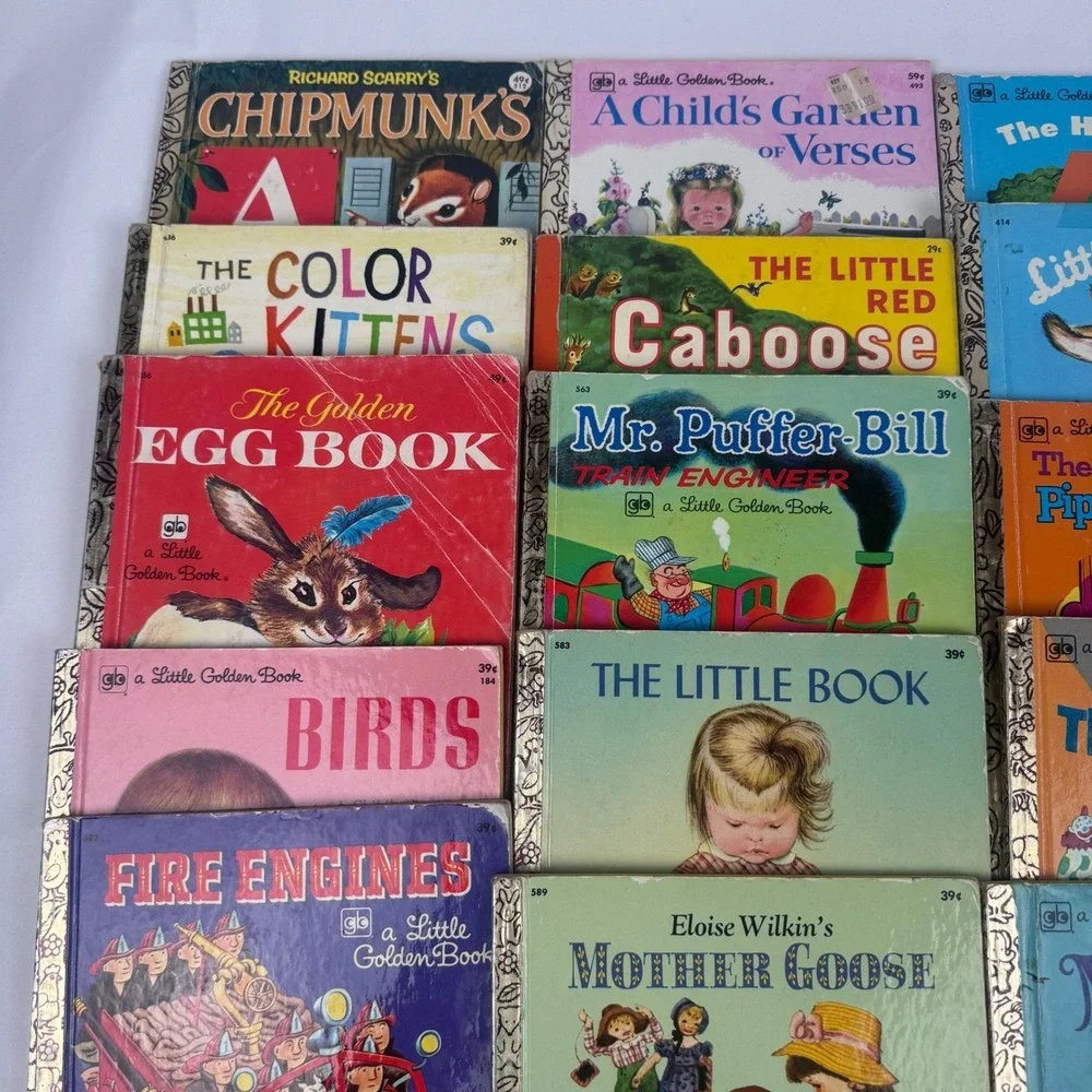 Vintage Little Golden Book Lot of 20 Mother Goose Three little Kittens 60s-70s